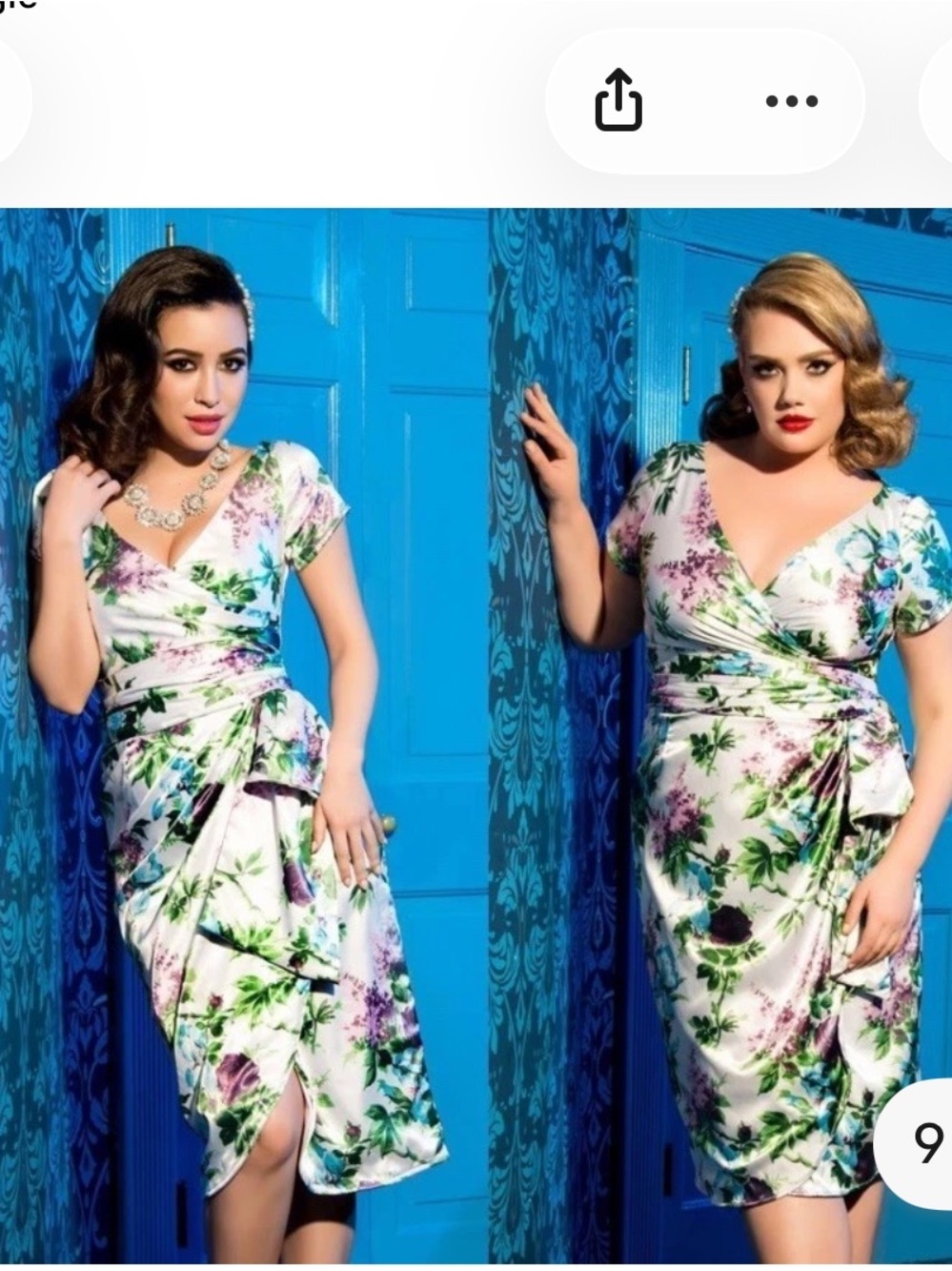 Pinup Couture Woman's Plus-Size Ava Floral Wrap-Around Retro Vanity Dress Sz 4x